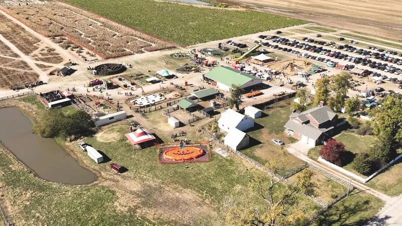 Aerial view of Relleke farm during the fall festival